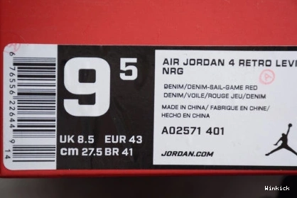 AIR LEVI'S DENIM AO2571-401 JORDAN NIKE 4 X 1005
